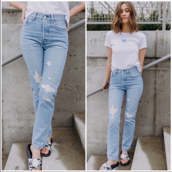 Levi's 501 Premium High Rise Straight Leg Button Fly Stars and Stripes 28 x 30 - Picture 16 of 16